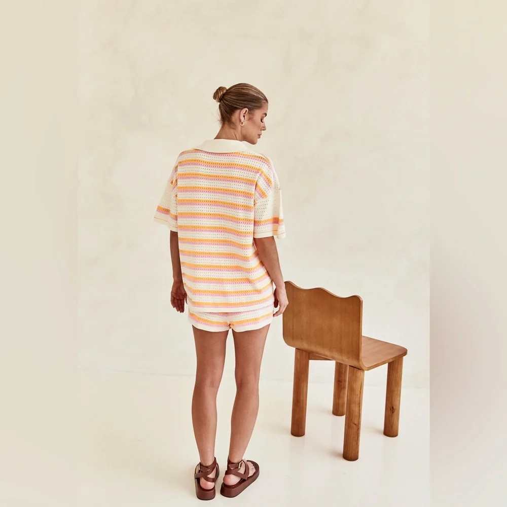 New Runway Scout Harmony Knit Set 2.0 shorts shirt matching cream sold out comfy - Picture 3 of 10